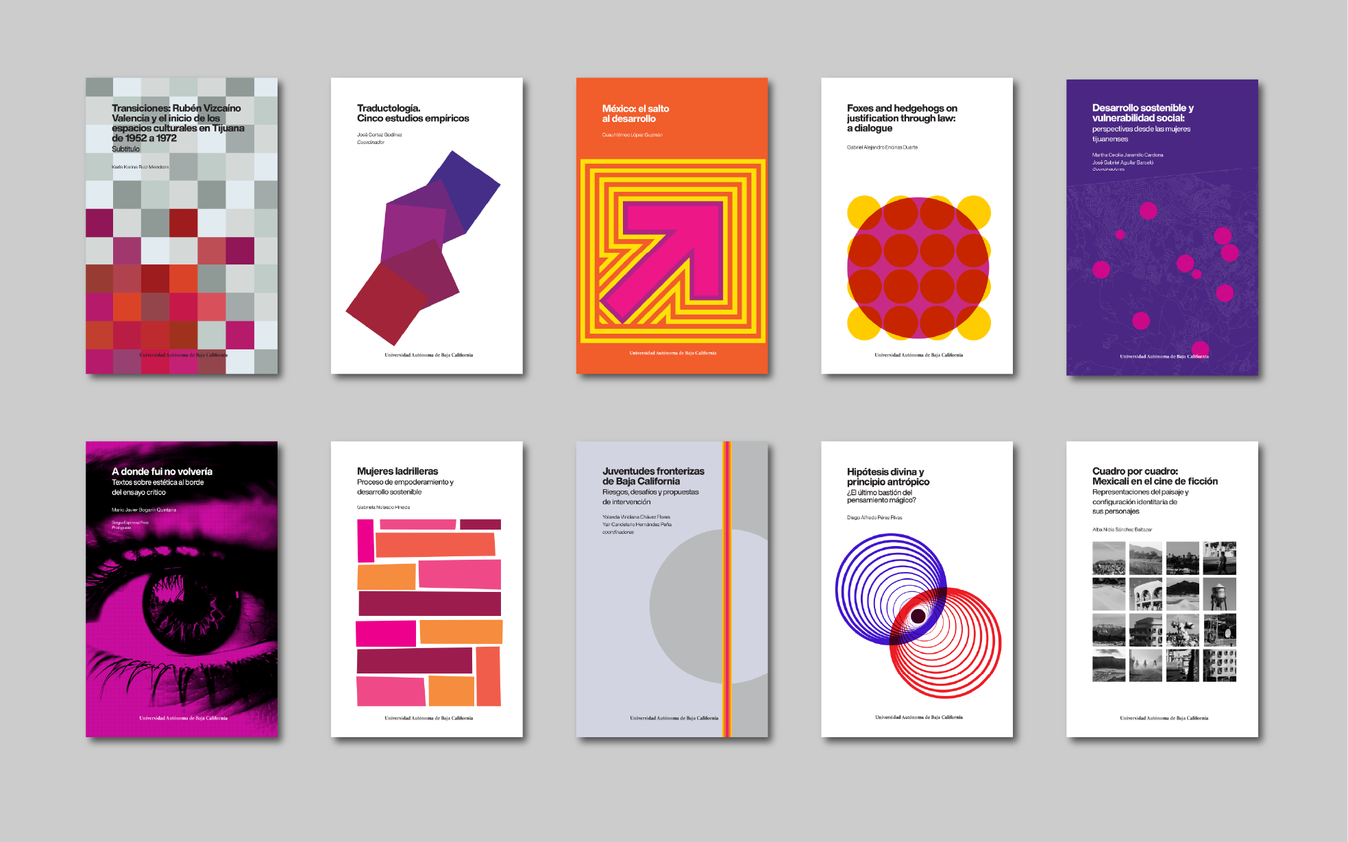 esta imagen muestra 10 portadas de libros publicados por editorial UABC